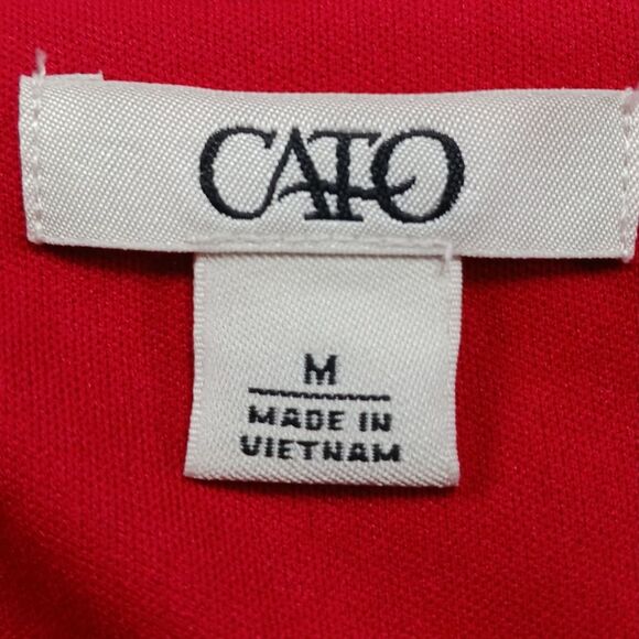 CATO Woman's Medium Lined Midi V- Neck Long Sleeve Multicolor Pattern. Blue/ Red - Picture 6 of 13